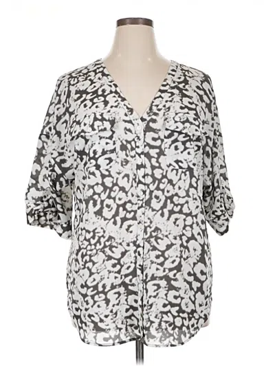 Pre-owned Eloquii 3/4 Sleeve Blouse In Silver