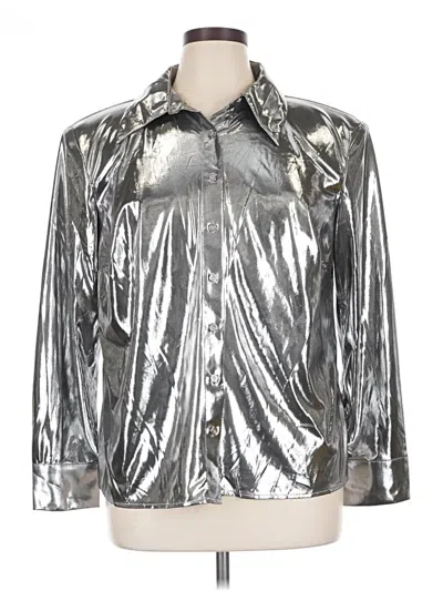 Pre-owned Eloquii 3/4 Sleeve Blouse In Silver