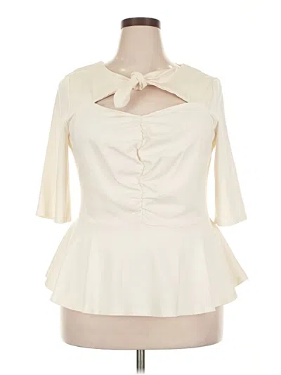 Pre-owned Eloquii 3/4 Sleeve Blouse In White