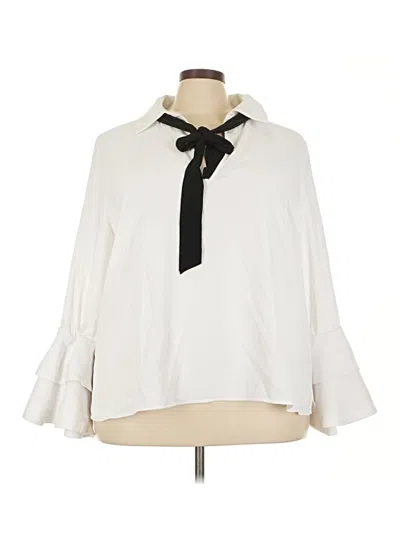 Pre-owned Eloquii 3/4 Sleeve Blouse In White