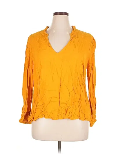 Pre-owned Eloquii 3/4 Sleeve Blouse In Yellow