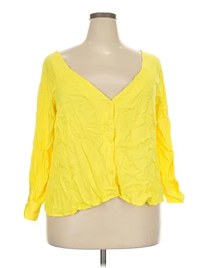 Pre-owned Eloquii 3/4 Sleeve Blouse In Yellow