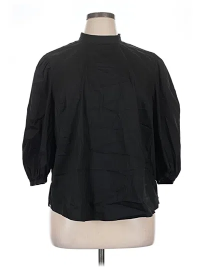 Pre-owned Eloquii 3/4 Sleeve Button Down Shirt In Black