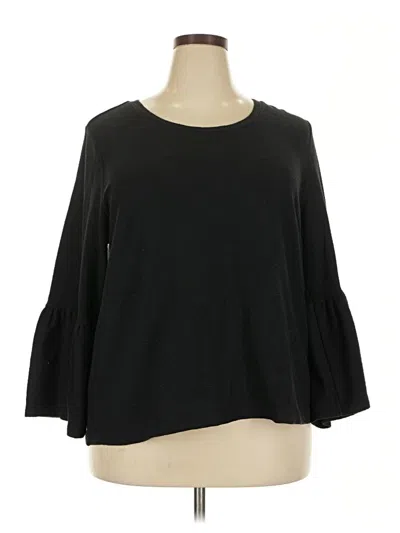 Pre-owned Eloquii 3/4 Sleeve Top Black Boatneck Tops