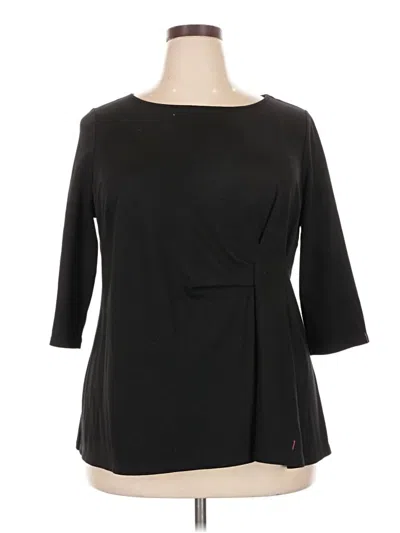 Pre-owned Eloquii 3/4 Sleeve Top Black Boatneck Tops