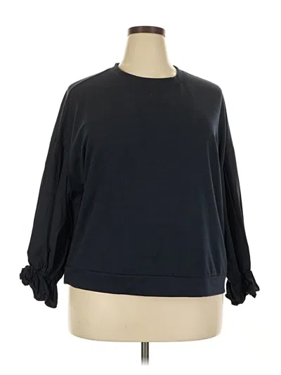 Pre-owned Eloquii 3/4 Sleeve Top Black Crew Neck Tops