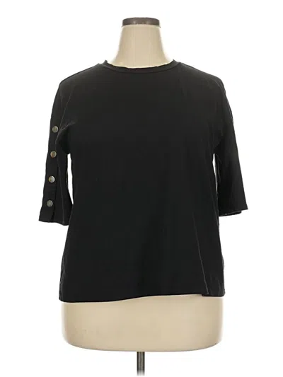Pre-owned Eloquii 3/4 Sleeve Top Black Crew Neck Tops