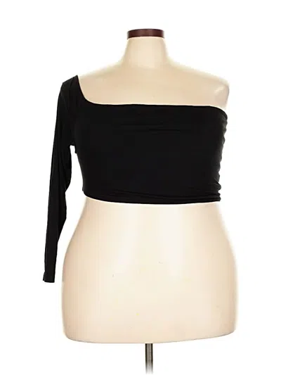 Pre-owned Eloquii 3/4 Sleeve Top Black One Shoulder Neckline Tops