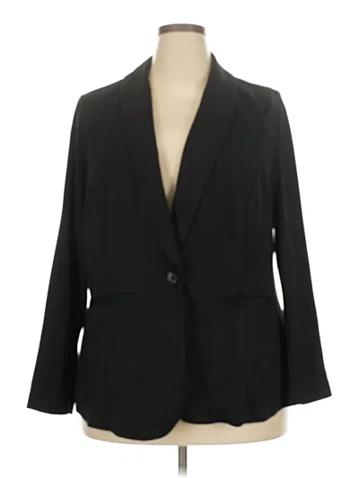 Pre-owned Eloquii 3/4 Sleeve Top Black Plunge Neckline Tops