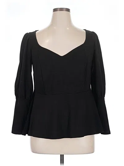 Pre-owned Eloquii 3/4 Sleeve Top Black Sweetheart Neckline Tops