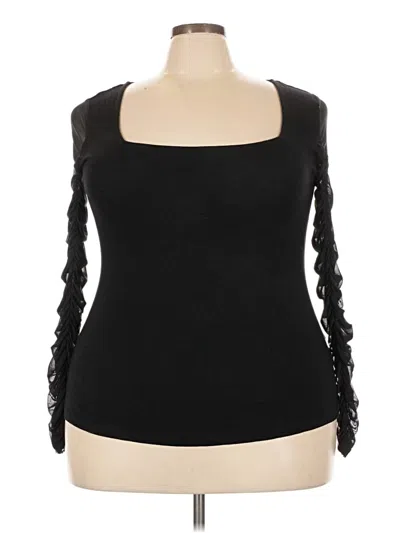 Pre-owned Eloquii 3/4 Sleeve Top Black Sweetheart Neckline Tops