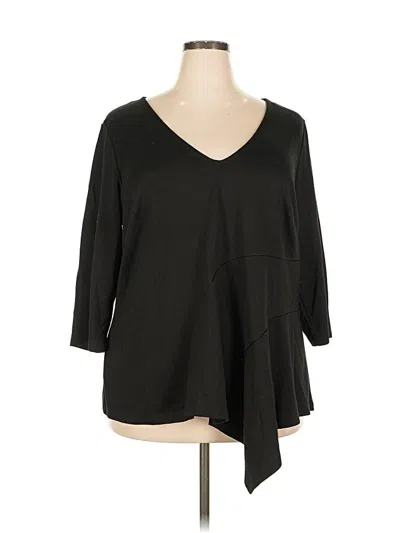 Pre-owned Eloquii 3/4 Sleeve Top Black V Neck Tops