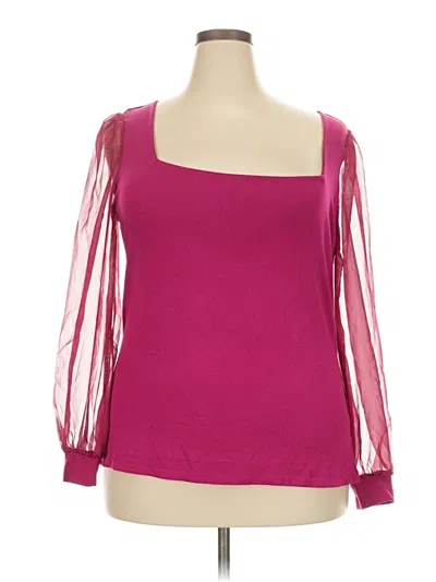 Pre-owned Eloquii 3/4 Sleeve Top Burgundy Square Neckline Tops