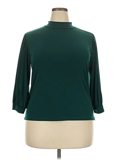 Pre-owned Eloquii 3/4 Sleeve Top Green Turtleneck Tops