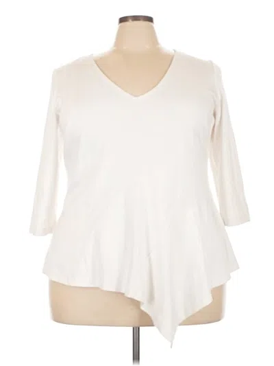 Pre-owned Eloquii 3/4 Sleeve Top Ivory V-neck Tops