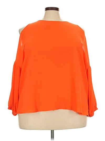 Pre-owned Eloquii 3/4 Sleeve Top Orange Cold Shoulder Neckline Tops
