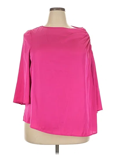 Pre-owned Eloquii 3/4 Sleeve Top Pink Boatneck Tops