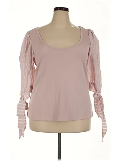 Pre-owned Eloquii 3/4 Sleeve Top Pink Cold Shoulder Neckline Tops
