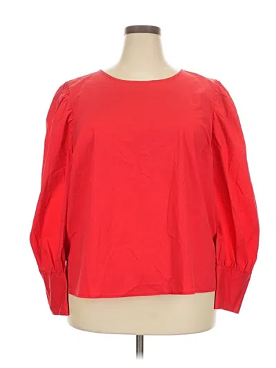 Pre-owned Eloquii 3/4 Sleeve Top Red Boatneck Tops
