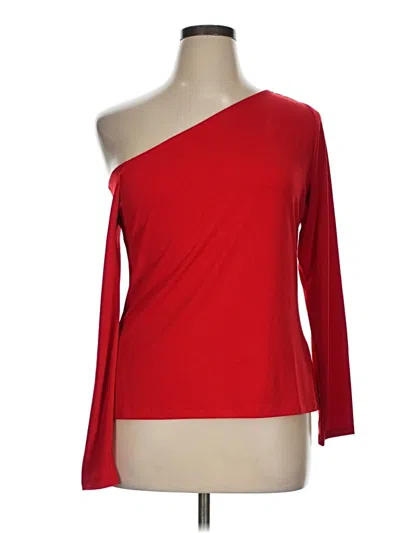 Pre-owned Eloquii 3/4 Sleeve Top Red One Shoulder Neckline Tops