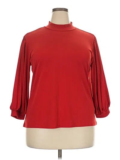 Pre-owned Eloquii 3/4 Sleeve Top Red Turtleneck Tops