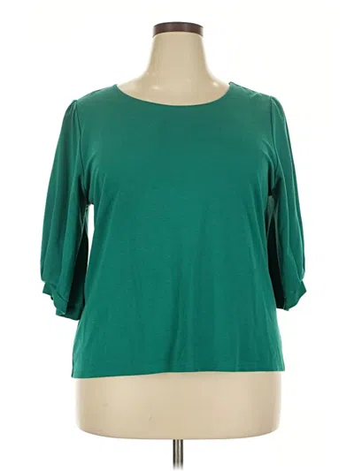 Pre-owned Eloquii 3/4 Sleeve T-shirt In Green