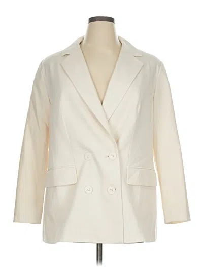 Pre-owned Eloquii Blazer Jacket In White