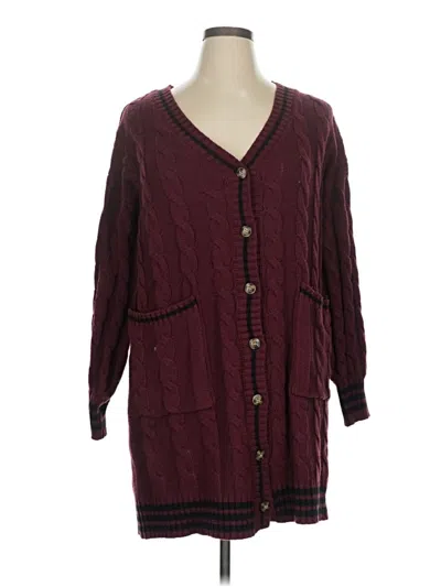 Pre-owned Eloquii Cardigan Sweater In Burgundy