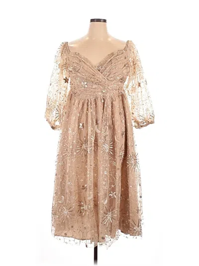 Eloquii Cocktail Dress In Tan