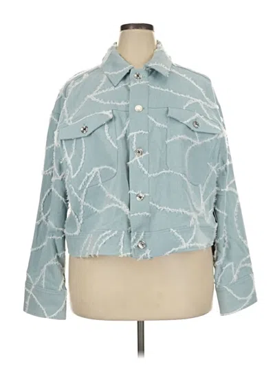 Pre-owned Eloquii Denim Jacket In Teal