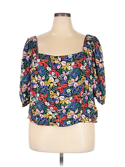 Pre-owned Eloquii Elements 3/4 Sleeve Blouse In Blue