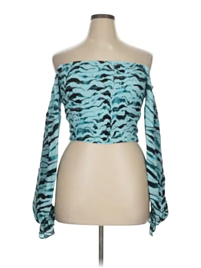 Pre-owned Eloquii Elements Long Sleeve Blouse In Blue