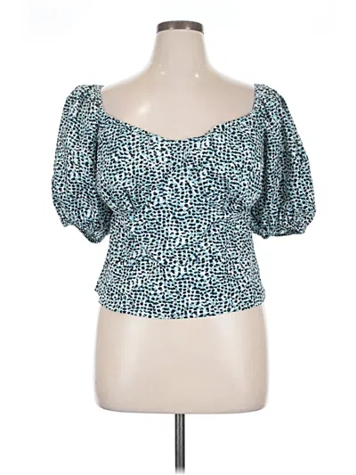 Pre-owned Eloquii Elements Short Sleeve Blouse In Blue