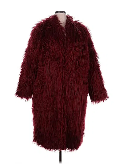 Eloquii Faux Fur Jacket In Burgundy