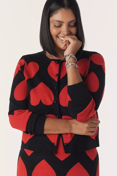 Eloquii Heart Icon Cardigan Sweater In Multi