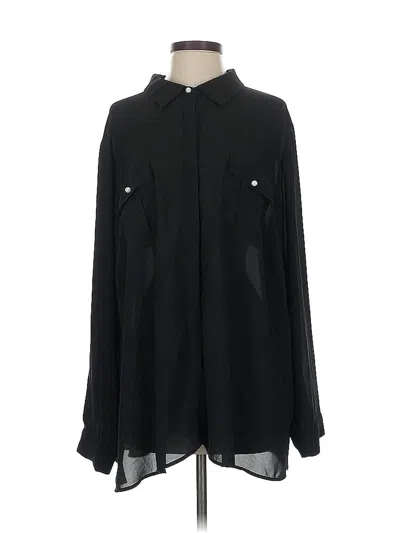 Pre-owned Eloquii Long Sleeve Blouse In Black