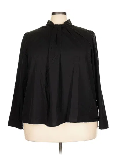 Pre-owned Eloquii Long Sleeve Blouse In Black
