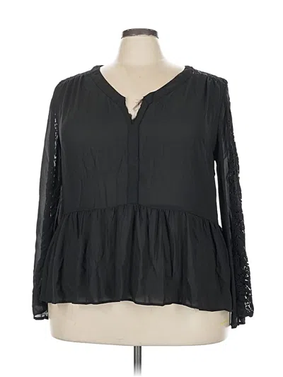 Pre-owned Eloquii Long Sleeve Blouse In Black