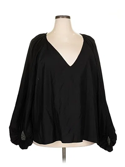 Pre-owned Eloquii Long Sleeve Blouse In Black