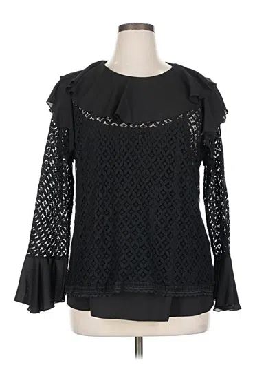 Pre-owned Eloquii Long Sleeve Blouse In Black