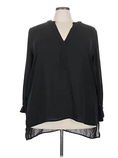 Pre-owned Eloquii Long Sleeve Blouse In Black
