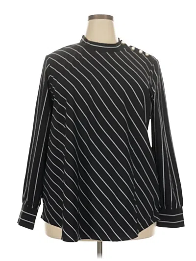 Pre-owned Eloquii Long Sleeve Blouse In Black