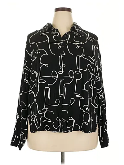 Pre-owned Eloquii Long Sleeve Blouse In Black