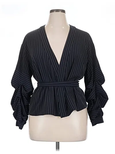 Pre-owned Eloquii Long Sleeve Blouse In Black