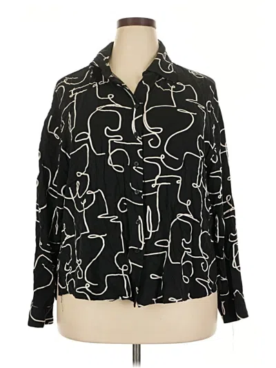 Pre-owned Eloquii Long Sleeve Blouse In Black