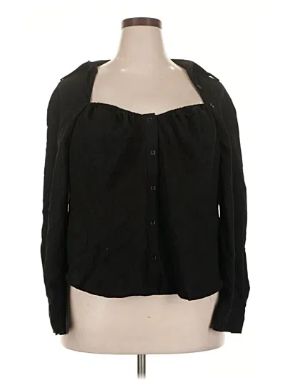 Pre-owned Eloquii Long Sleeve Blouse In Black
