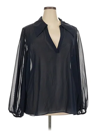 Pre-owned Eloquii Long Sleeve Blouse In Black