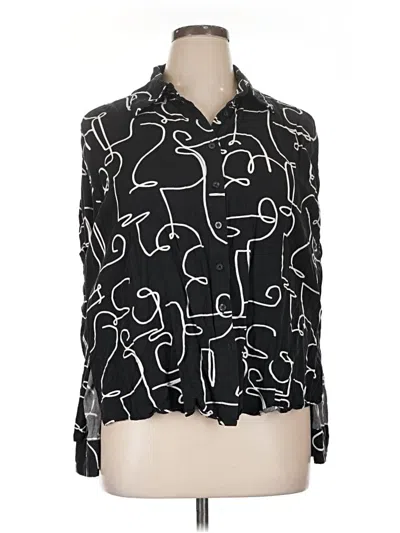 Pre-owned Eloquii Long Sleeve Blouse In Black