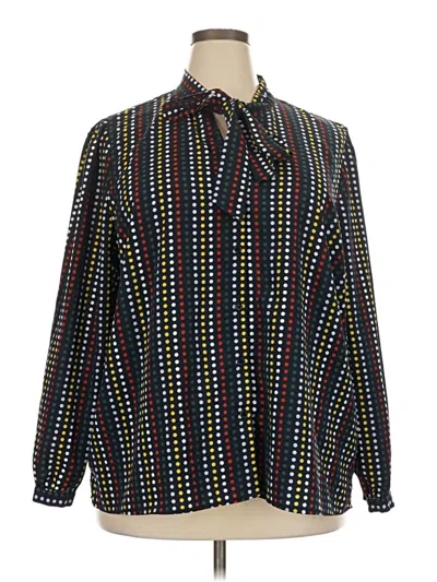 Pre-owned Eloquii Long Sleeve Blouse In Black