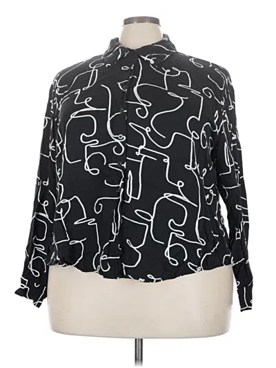 Pre-owned Eloquii Long Sleeve Blouse In Black